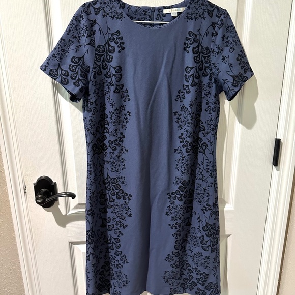 Boden Ponte Floral Slate Blue Shift Dress - Picture 3 of 10
